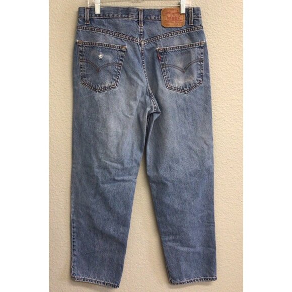 VTG Levi's 550 Jeans Mens 34 X 29.5 Blue Relaxed Fit Straight Leg Y2K DISTRESS - Picture 9 of 10